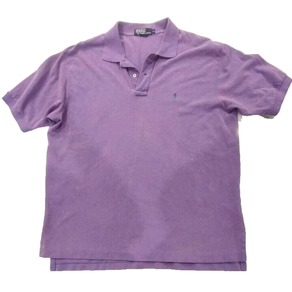 Vintage USA Made Polo‎ Ralph Lauren Purple Pique Polo Short Sleeve Shirt Mens XL